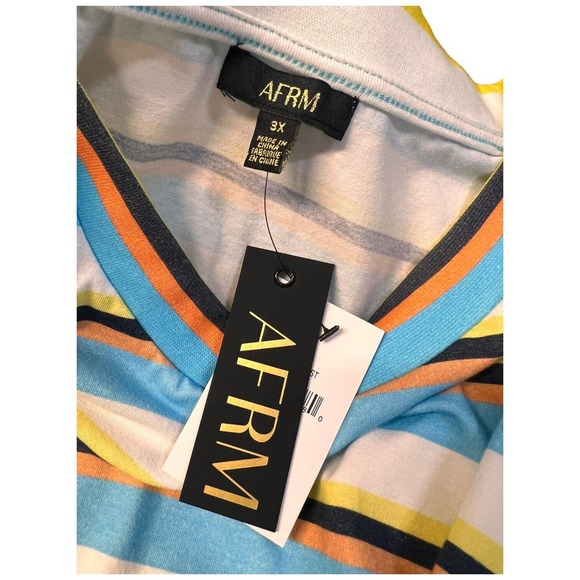 New AFRM Womens Size 3X Jorja Cropped Top Striped Ruched Cap Sleeves Multi - Picture 9 of 9